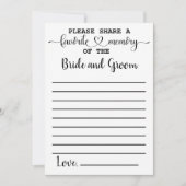 Carte de conseil Mémoire préférée de la mariée (Devant)