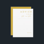 Carte de conseil minimaliste en or moderne Mariage<br><div class="desc">Cette carte de conseil minimaliste moderne Gold mariage est parfaite pour votre mariage boho classe. Son design abstrait simple et unique, accompagné d'un script minimaliste contemporain et d'une palette de couleurs dorées, donne à ce produit une sensation de luxe formel élégant tout en restant simpliste, chic bohème. Gardez-le tel quel,...</div>