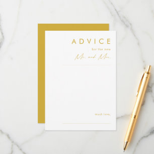 Carte de conseil minimaliste en or moderne Mariage