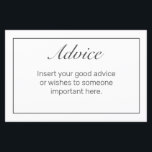 Carte de conseil minimaliste Mariage noir blanc mo<br><div class="desc">Carte conseil mariage. Design moderne minimaliste noir blanc design avec cadre noir fin. D'autres articles sont disponibles dans ce style dans notre magasin. Vous pouvez modifier la conception plus loin,  modifier la couleur arrière - plan,  les polices et ajouter du texte en cliquant sur le lien "customiser plus loin".</div>