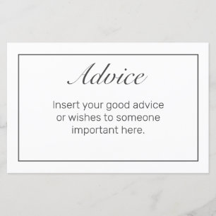 Carte de conseil minimaliste Mariage noir blanc mo