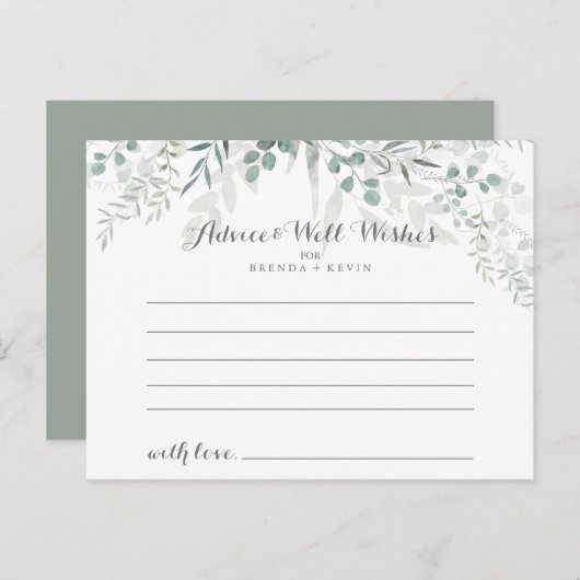 Carte de conseil minimaliste pour Mariage Eucalypt (Devant / Derrière)