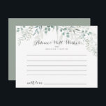 Carte de conseil minimaliste pour Mariage Eucalypt<br><div class="desc">Cette carte de conseil minimaliste pour mariage d'eucalyptus vert est parfaite pour un mariage moderne. Le design comprend des feuilles d'eucalyptus verts et élégants à l'aquarelle. Ces cartes sont parfaites pour un mariage, une douche nuptiale, un baby shower, une fête de remise de diplômes et plus encore. Personnalisez les cartes...</div>