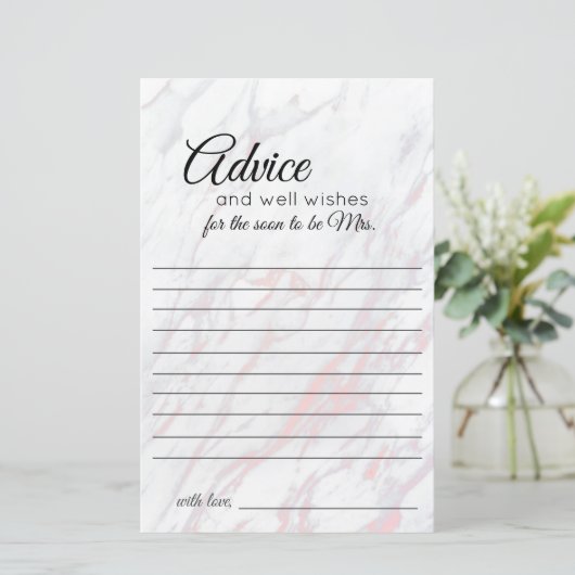 Carte de conseil moderne en marbre rose et gris (Debout devant)