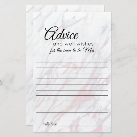 Carte de conseil moderne en marbre rose et gris (Devant / Derrière)