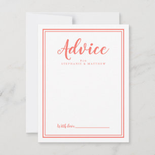 Carte de conseil moderne Mariage Coral White