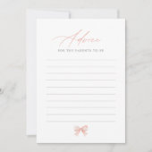 Carte de conseil pour Baby shower Bow rose (Devant)