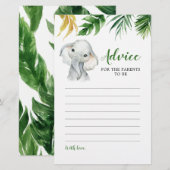 Carte de conseil pour Baby shower pour éléphant tr (Devant / Derrière)