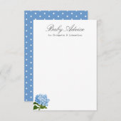 Carte de conseil pour bébé Blue Hydrangea (Devant / Derrière)