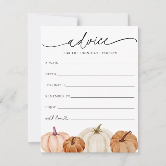 Carte de conseil pour bébé citrouille (Devant)