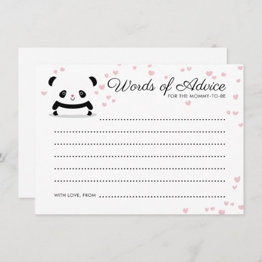 Carte de conseil pour bébé Panda Bear élégant (Devant / Derrière)