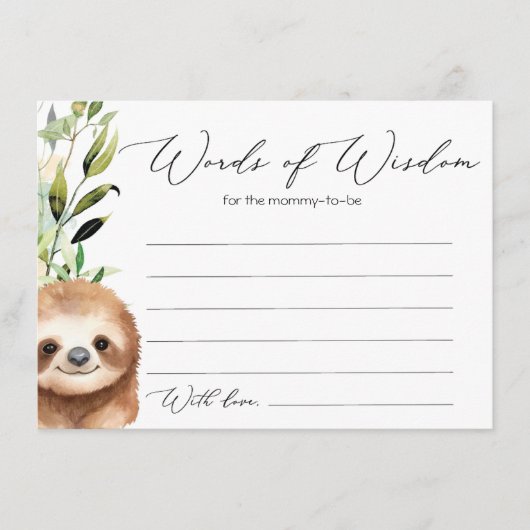 Carte de conseil pour bébés animaux de la jungle (Devant)