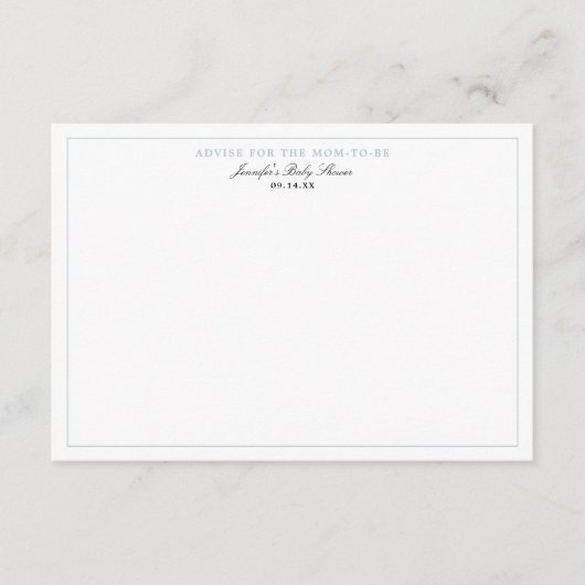 Carte de conseil pour le Baby shower de garçon ble (Devant)