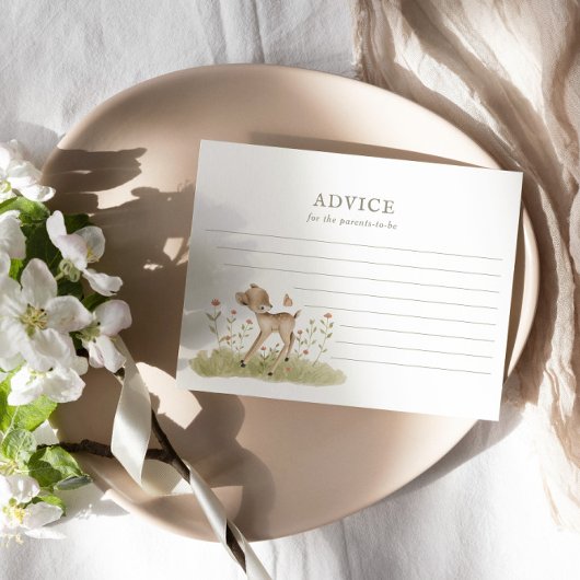 Carte de conseil pour le Baby shower forestier de 