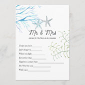 Carte de conseil pour le jeu d'algues marines (Devant)