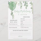 Carte de conseil pour les prédictions de bébé sans (Devant)