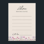 Carte de conseil pour Mariage Fleur sauvage modern<br><div class="desc">Cette carte-conseil moderne fleur sauvage beige mariage présente un arrière - plan beige chaleureux orné de fleurs sauvages couleur rose vif et violet, évoquant un romantisme intemporel. Le mariage du charme boho rustique et élégant rend ce design parfait pour les couples à la recherche d'une esthétique fleur sauvage moderne. Que...</div>