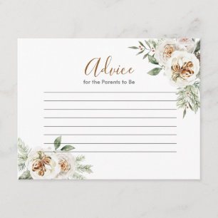 Carte de conseil sur le Baby shower floral blanc d