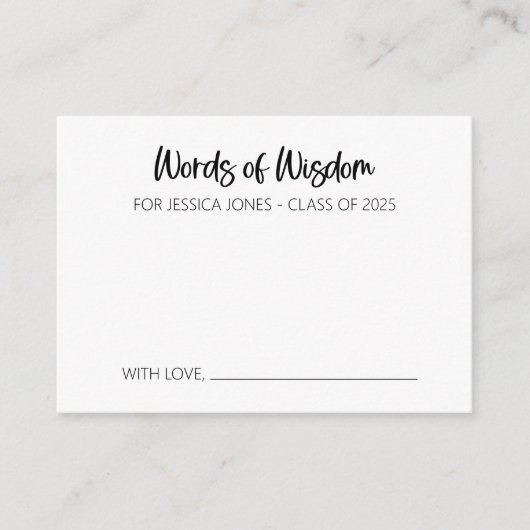 Carte de conseil Words of Wisdom pour les diplômés (Devant)