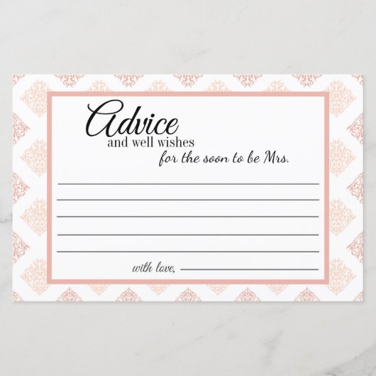 Carte de conseils Damask Peach Blush (Devant)