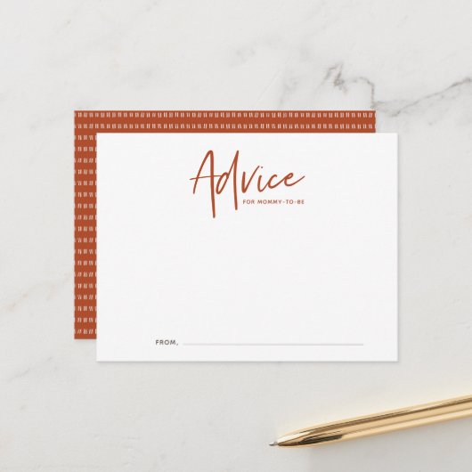 Carte de conseils de baby shower Boho Script (Devant/Arrière en situation)