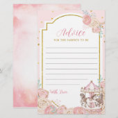 Carte de conseils de carrousel magique rose et or (Devant / Derrière)