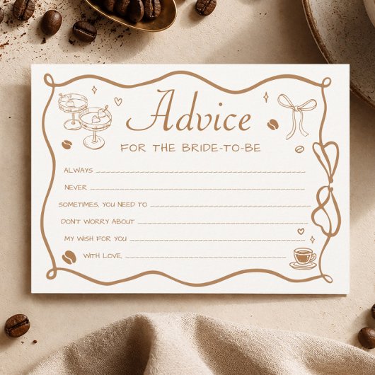 Carte de conseils de douche de mariée Café L'amour