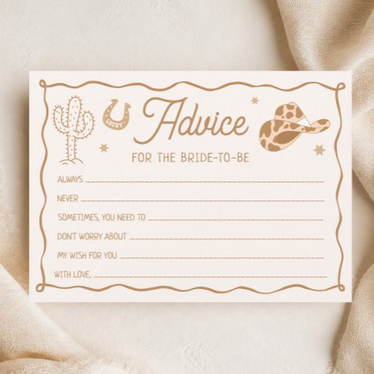 Carte de conseils de douche de mariée Western Boot
