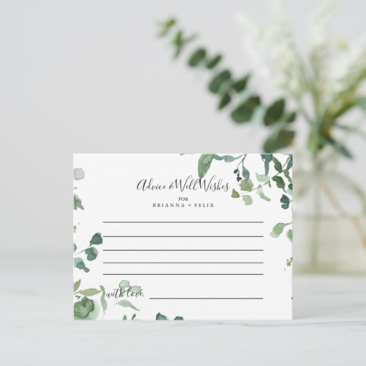 Carte de conseils de mariage à feuillage en écritu (Debout devant)