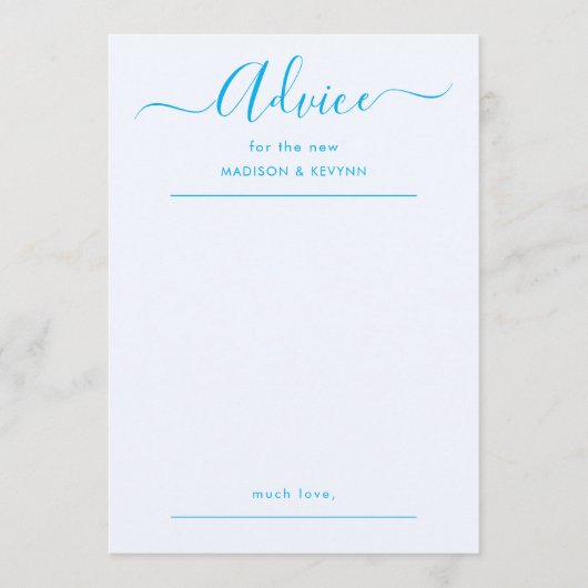 Carte de conseils de mariage à l'écriture manuscri (Devant)
