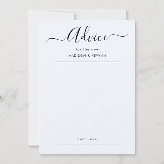 Carte de conseils de mariage à script (Devant)