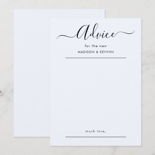 Carte de conseils de mariage à script (Devant / Derrière)