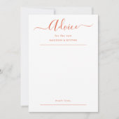 Carte de conseils de mariage à script (Devant)