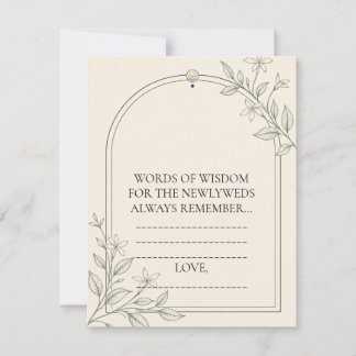 Carte de conseils de mariage avec des mots botaniq