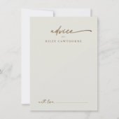 Carte de conseils de mariage bohème écriture dorée (Devant)