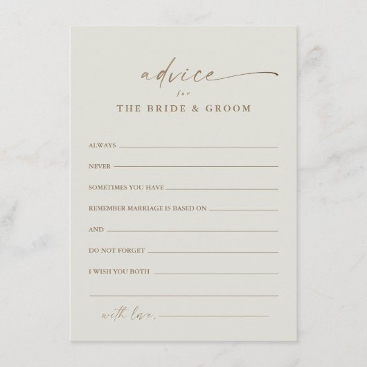 Carte de conseils de mariage bohème écriture moder (Devant)