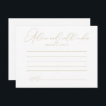 Carte de conseils de mariage chic de classe or<br><div class="desc">Cette carte de conseils de mariage chic de classe or est parfaite pour un mariage rustique. Le design simple et élégant présente une typographie classique et fantaisiste en or. Ces cartes sont parfaites pour un mariage, une douche de mariée, une baby shower, une fête de remise de diplôme & plus...</div>