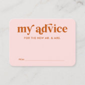 Carte de conseils de mariage disco rétro rose oran (Devant)