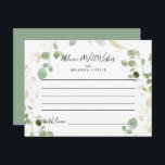 Carte de conseils de mariage eucalyptus confettis<br><div class="desc">Cette carte de conseils de mariage eucalyptus confettis dorés est parfaite pour un mariage rustique. Le design présente un feuillage vert d'eucalyptus aquarelle avec des confettis dorés. Ces cartes sont parfaites pour un mariage, une fête prénatale, une baby shower, une cérémonie de remise de diplômes & plus encore. Personnalisez les...</div>