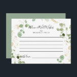 Carte de conseils de mariage eucalyptus confettis<br><div class="desc">Cette carte de conseils de mariage eucalyptus confettis dorés est parfaite pour un mariage rustique. Le design présente un feuillage vert d'eucalyptus aquarelle avec des confettis dorés. Ces cartes sont parfaites pour un mariage, une fête prénatale, une baby shower, une cérémonie de remise de diplômes & plus encore. Personnalisez les...</div>