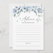 Carte de conseils de mariage floral bleu poussiére (Devant)