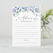 Carte de conseils de mariage floral bleu poussiére (Debout devant)