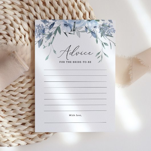 Carte de conseils de mariage floral bleu poussiére