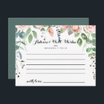 Carte de conseils de mariage floral de brise d'été<br><div class="desc">Cette carte de conseils de mariage floral de brise d'été est parfaite pour un mariage rustique. Le design présente des fleurs de rose à l'aquarelle peintes à la main rose, blush, violet avec un feuillage vert. Ces cartes sont parfaites pour un mariage, une douche de mariée, une douche de bébé,...</div>