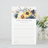 Carte de conseils de mariage floral de tournesols  (Debout devant)