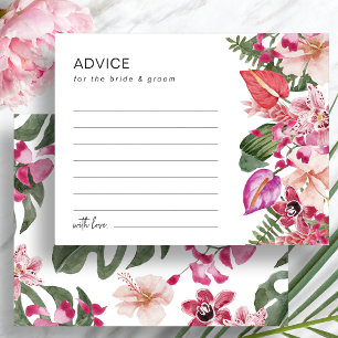 Carte de conseils de mariage florale tropicale col