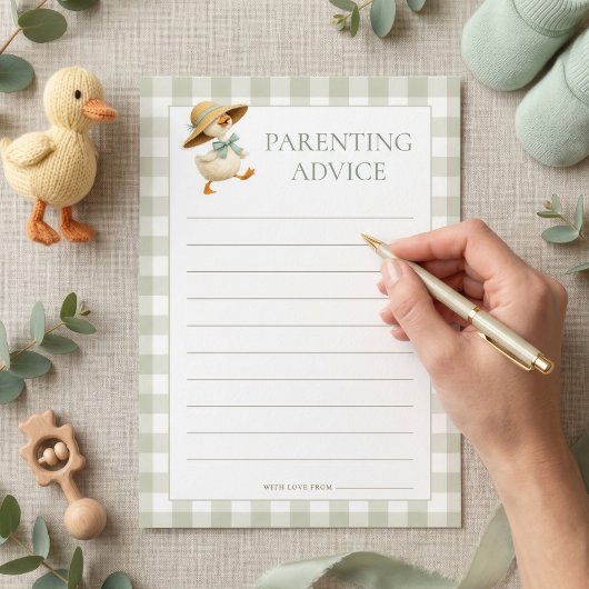 Carte de conseils de parenting Goose Gingham pour