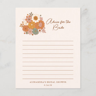 Carte de conseils de shower de mariage floral rétr