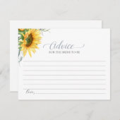 Carte de conseils de tournesol pour la future mari (Devant / Derrière)