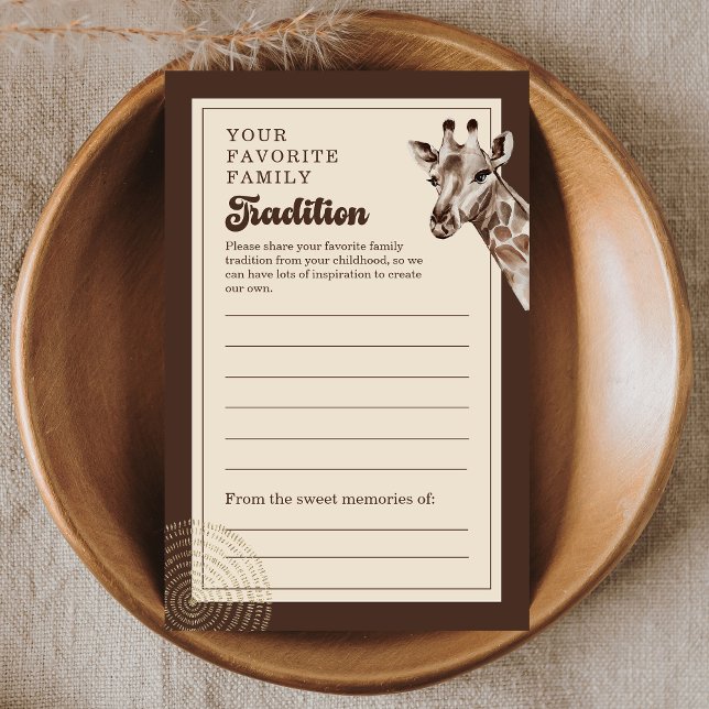 Carte de conseils de tradition familiale de girafe (Créateur téléchargé)
